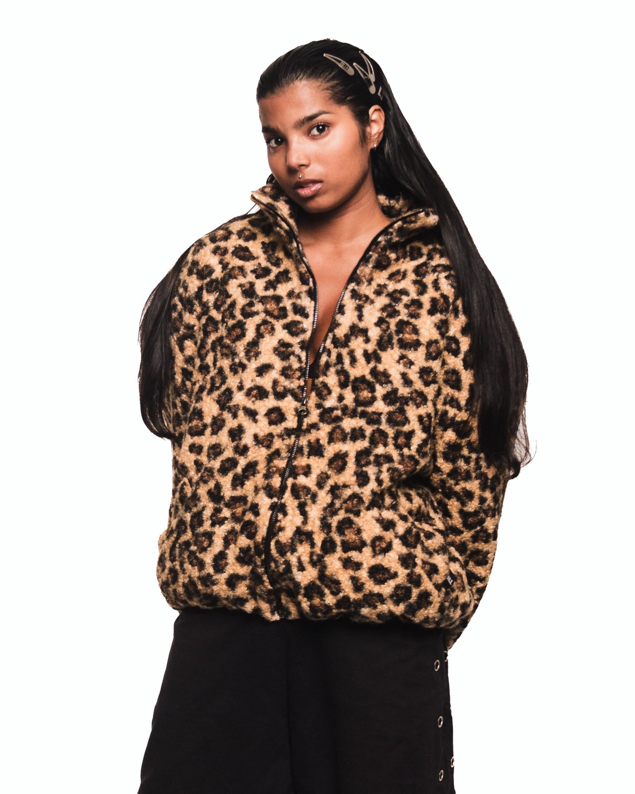 PRINT ANIMAL FLEECE JACKET